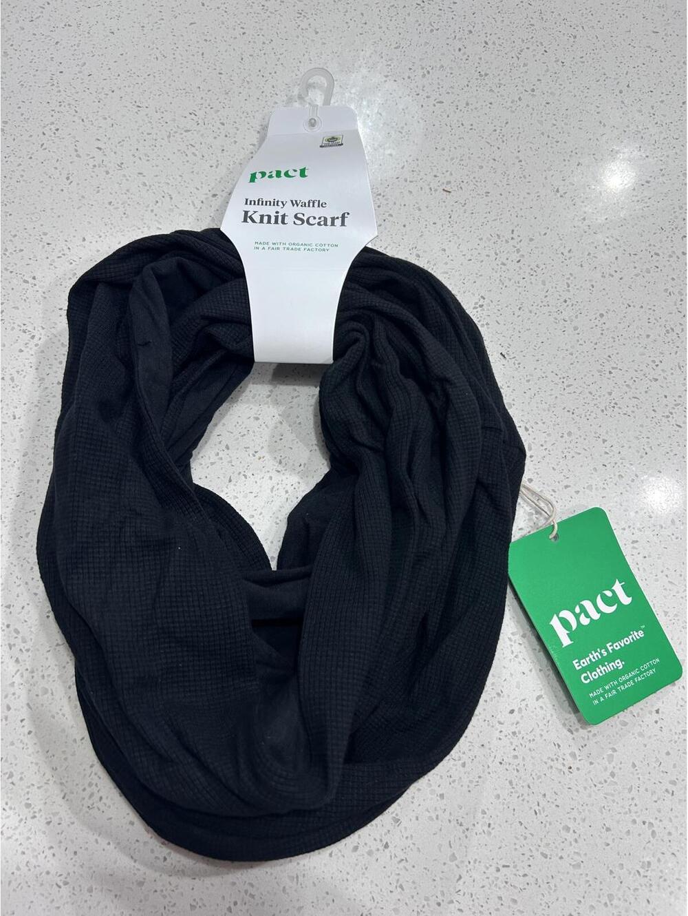 New Women's Black Waffle Knit Infinity Scarf - 100% Organic Cotton - Pact - Picture 2 of 7
